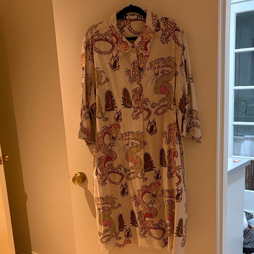 Spanner Dragon Print Beige Dress XL